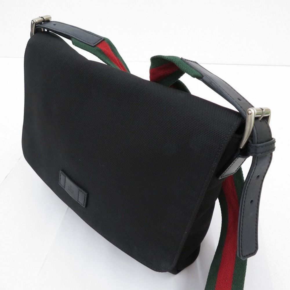 Gucci Sherry Line Shoulder Bag Canvas Black